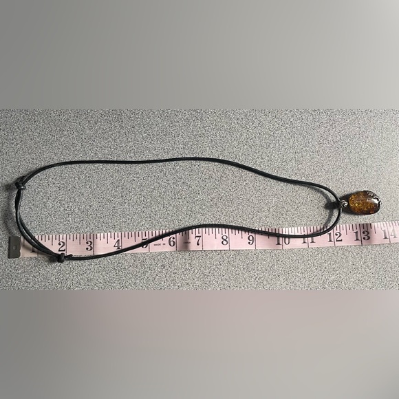 Baltic Amber Stone Cognac Colour Pendant Leather Cord Necklace - Picture 6 of 8